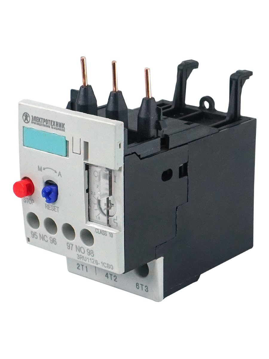 3RU1126-1GB0, 3-пол., 2.2 кВт, 4.5...6.3А, 1НО+1НЗ, типоразмер S0, ручной и автоматический сброс, винтовые клеммы, IP20, реле перегрузки тепловое  (ЭТ)