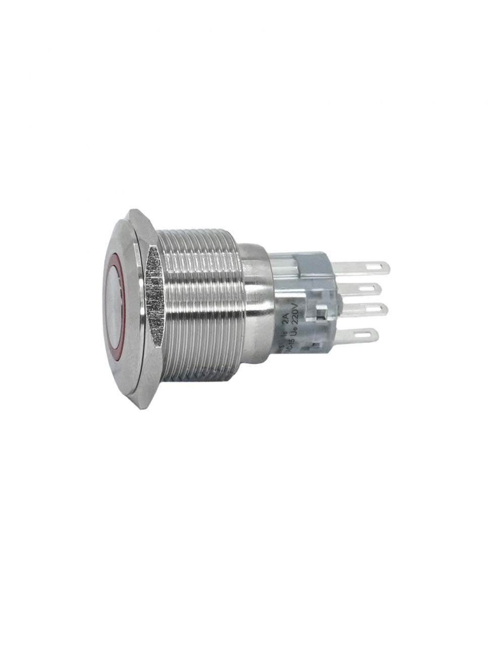 GQ22-L-11E/R/220V/S, красный, металл, 1C1NO1NC, цилиндр с подсветкой 220В AC/DC, d22мм, IP65, выключатель кнопочный  (ЭТ)