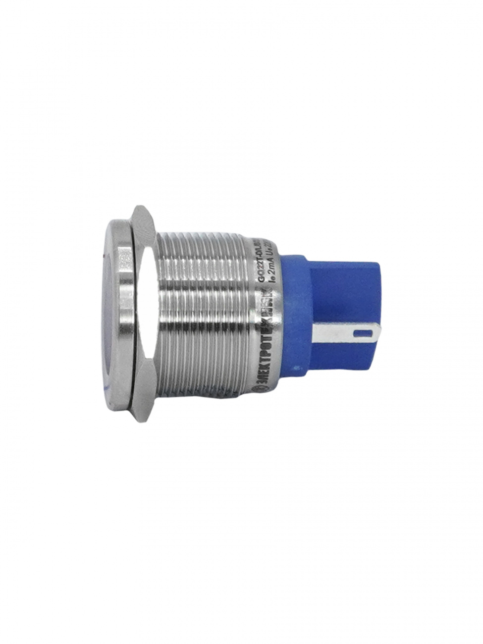GQ22T-D/L/B/220V/S, синяя, металл. корпус, светодиодная матрица d=22мм, 220В AC/DC, IP67, индикаторная лампа  (ЭТ)